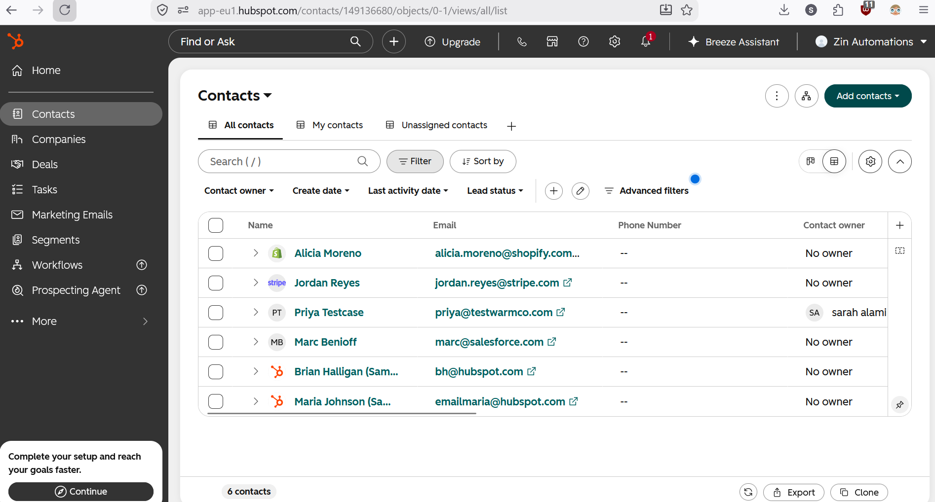 HubSpot contacts automatically created